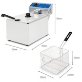 thumbnail of VERTES Freidora de acero inoxidable, capacidad de 8 litros, 50-200 °C, 2800 W, 230 V, principio de zona fría, freidora para hostelería.