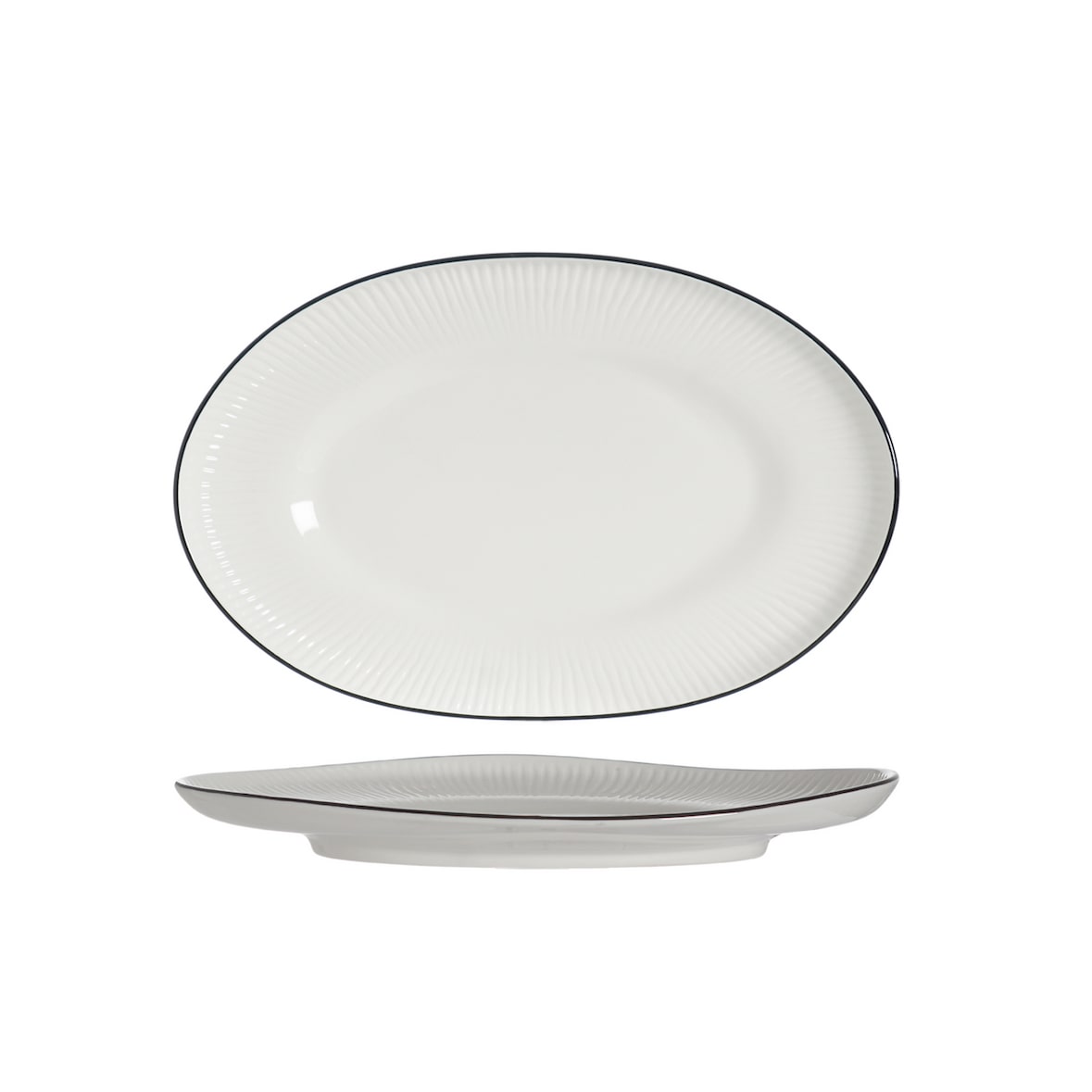 METRO Professional Piatto da portata Aldea, porcellana, 21 x 30.7 x 3.7 cm, ovale, bianco, 4 pezzi