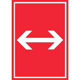 thumbnail of Richtungspfeil rechts links Schild hochkant weiss rot Pfeil A5 Rückseite selbstklebend
