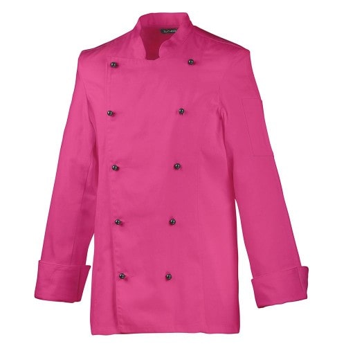 214 - Damenkochjacke Langarm, tailliert : hot pink 65% Polyester 35%Baumwolle 220 g/m² L