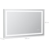 thumbnail of kleankin espejo de baño con luz LED 100x60 cm espejo de pared con interruptor táctil 3 luces ajustable función de memoria marco de aluminio espejo