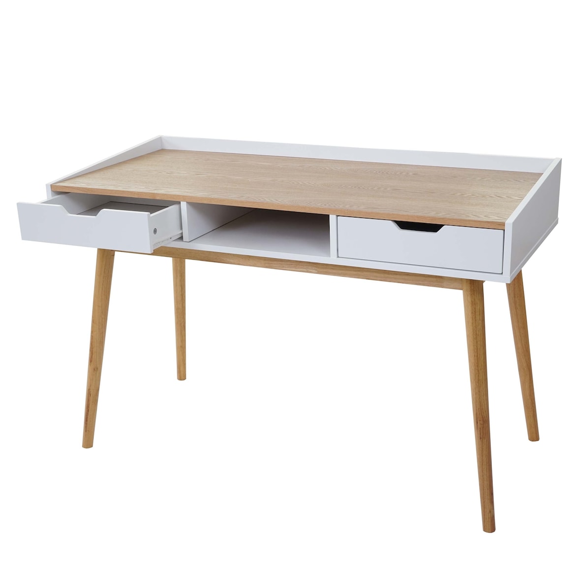 Décoshop26 - Escritorio con cajones compartimento de almacenamiento 120x55cm MDF efecto ceniza 04_0001403