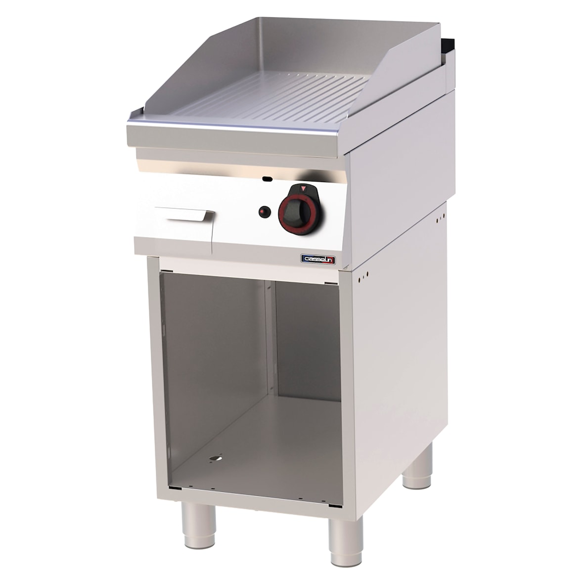 Gegroefde chromen bakplaat met voet Gas 40  C7PASCRG40S Casselin