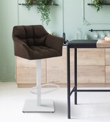thumbnail of CHEFGASTRO 2er Set Barhocker PHILADELPHIA Stoff Weiß HxBxT 88x64x45cm Stoff Braun Barstuhl