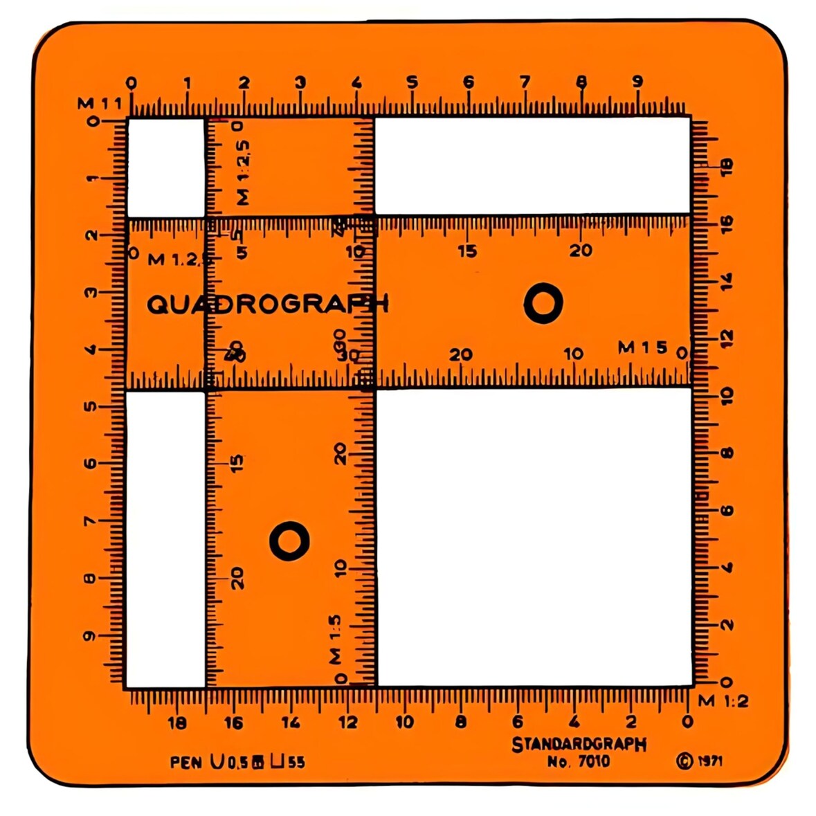 Standardgraph Schablone Quadrograph Quadrate/ Rechtecke 2-68 mm