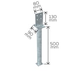 thumbnail of Alberts 8 x T-Pfostenträger mit Steg, Betonanker 500 mm, Steghöhe 130 mm, feuerverzinkt, zum Einbetonieren