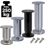 thumbnail of 4er SET Möbelfüße Sofafuß Möbelbeine ALUMINIUM gebürstet Höhe 8 cm 38 mm belastbar bis 250 KG Sofa