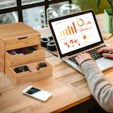 thumbnail of Relaxdays Schreibtisch Organizer, 3 Schubladen, für Büroutensilien, Bambus Ablage, Schubladenbox, HBT 26x30x31 cm, natur