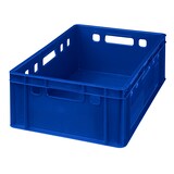 thumbnail of 4 Stück blaue E2 Kisten 600x400x200 mm Fleischkasten Lagerkiste Metzgerkiste mit 4 grauen Deckeln