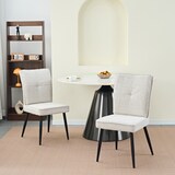 thumbnail of Esszimmerstühle 2er-Set, Chenille in Cremeweiß, mit schwarzen Metallbeinen, gepolstert, vielseitig für Esszimmer und Wohnraum