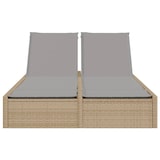 thumbnail of vidaXL Ligbed 2-persoons met kussens poly rattan beige