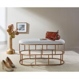 thumbnail of Samt-Sitzbank in Weiß & Gold, modernes Design, handgefertigtes Unikat. 90x38x46 cm | Kadima Design