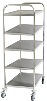 thumbnail of METRO Professional Carro de servicio GST1005, acero inoxidable, 85 x 52,6 x 154,3 cm, 5 estantes, carga total 200 kg, plata