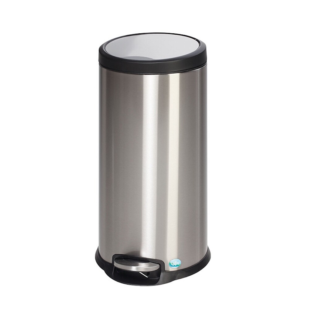 PROREGAL Robuster Tretabfallsammler mit Fußpedal | Gedämpftes Schließen | 30 Liter, HxBxT 63x31x37cm | Edelstahl | Silber | Mülleimer Abfalleimer