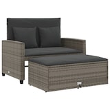 thumbnail of vidaXL Gartensofa 2-Sitzer mit Kissen Grau Poly Rattan