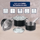 thumbnail of BERGNER - Batería de cocina 5 pcs 16/18/20cm en acero inoxidable apta para inducción con Set 3 utensilios en silicona y madera