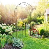 thumbnail of Relaxdays Rosenbogen mit Tor, HxBxT:228x116x36,5cm, Eisen, Verzierung, Rankhilfe für Rosen & Kletterpflanzen, schwarz
