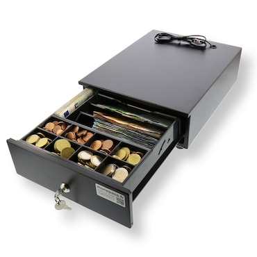 Monepass CD149e - 5B/8C - Low-Duty-Kassenschublade Größe XS mit automatischer (über RJ-Druckeranschluss) oder manueller Öffnung über (Schlüssel)