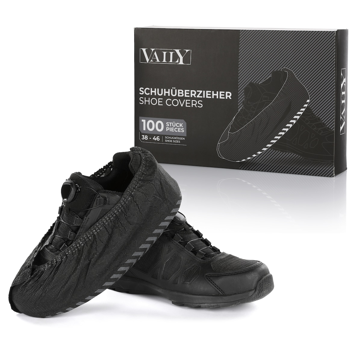 Vaily Schuhüberzieher Überziehschuhe 100er Pack ( 50 Paar ) Schuhschoner Schwarz