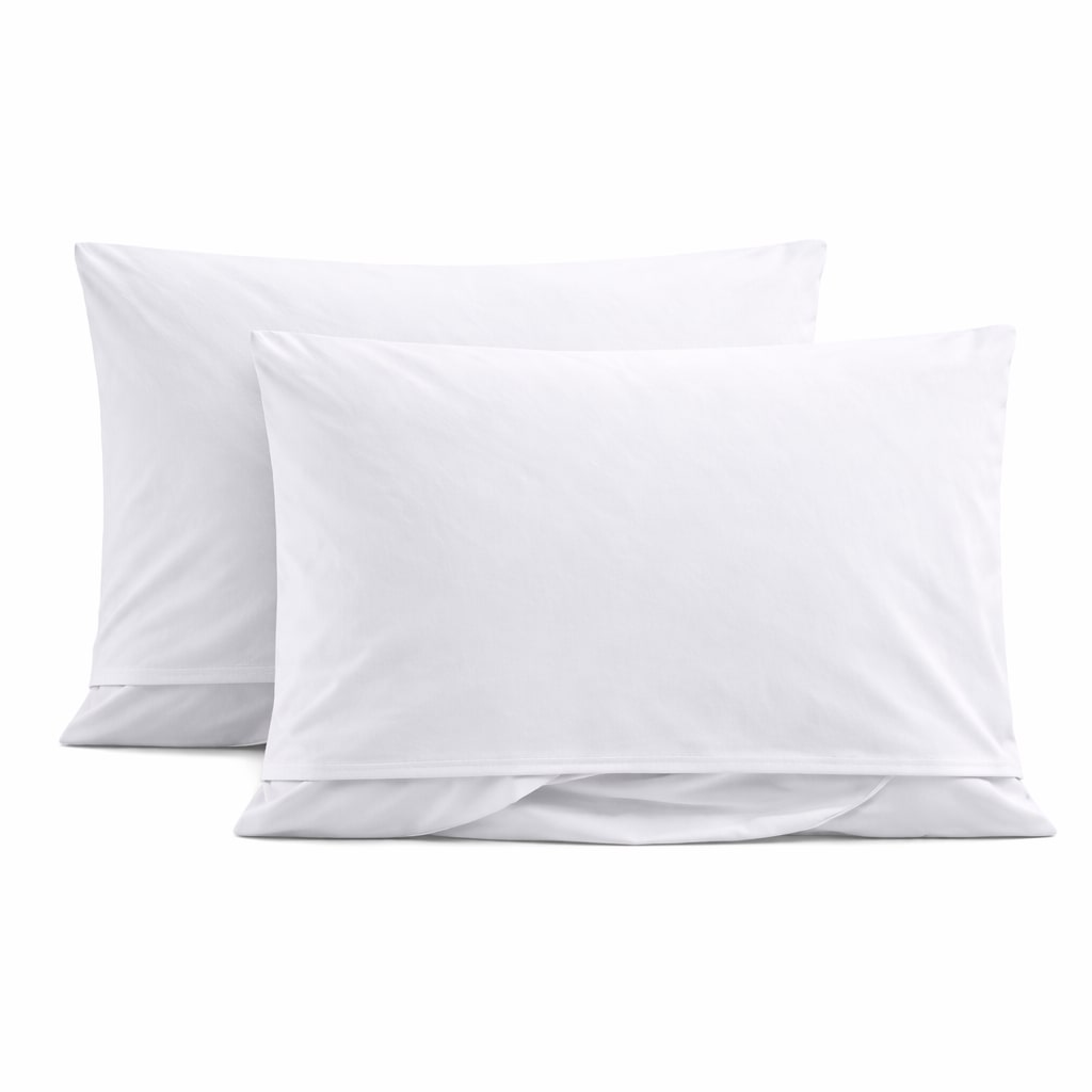 2er Pg. Kopfkissenbezug 60x80 cm kochfest, Hotelverschluß, weiß, Linon, 95 Grad Wäsche, Kissenhülle, 100% Baumwolle