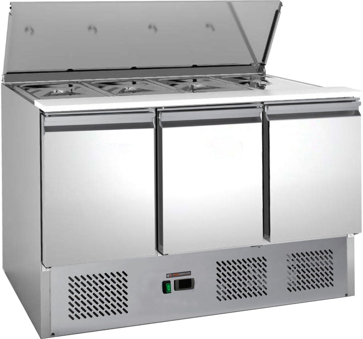 Saladette - 1,37 x 0,70 m - mit 3 Türen und Klappdeckel - IDEAL