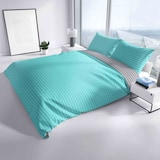 thumbnail of Baumwolle Bettwäsche 200x200 cm Türkis Petrol Grau gestreift Wendeseite Reißverschluss 2 tlg