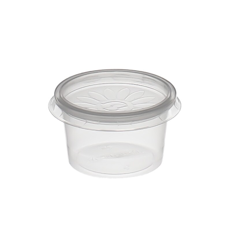 DayBays 2000 Stk. Dressingboxx (Saucecup) 100cc. 75x44 mm Kombi-Verpackung Transparent inklusive passende Deckel