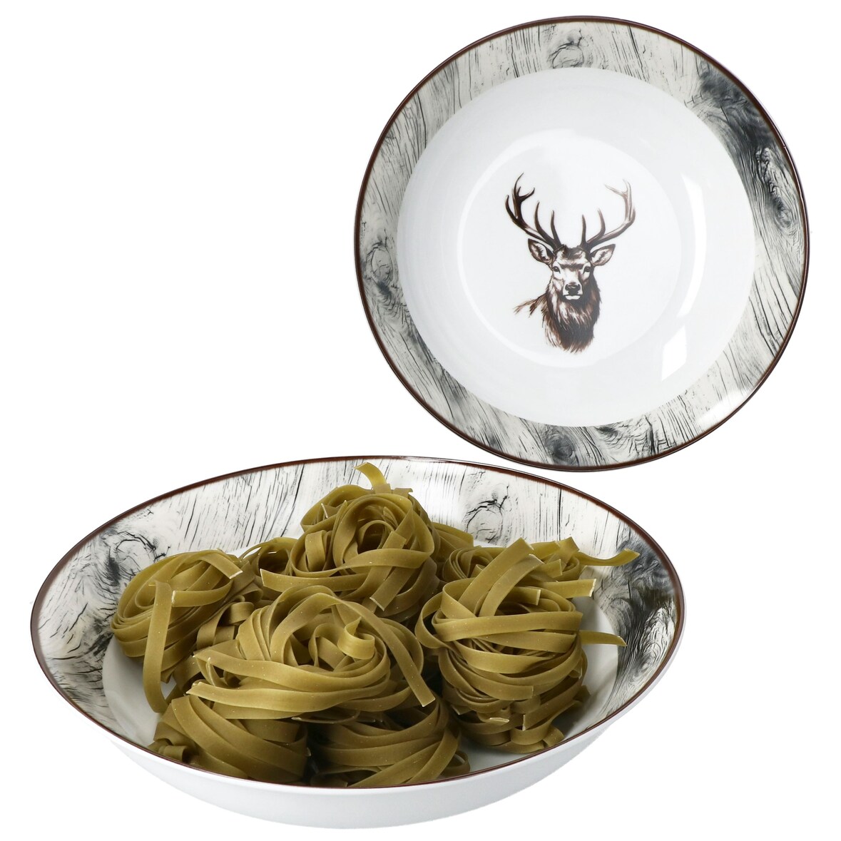2x Alois Servierschale Ø25,5cm 1,3L Porzellan Hirsch Suppenschüssel Beilagen