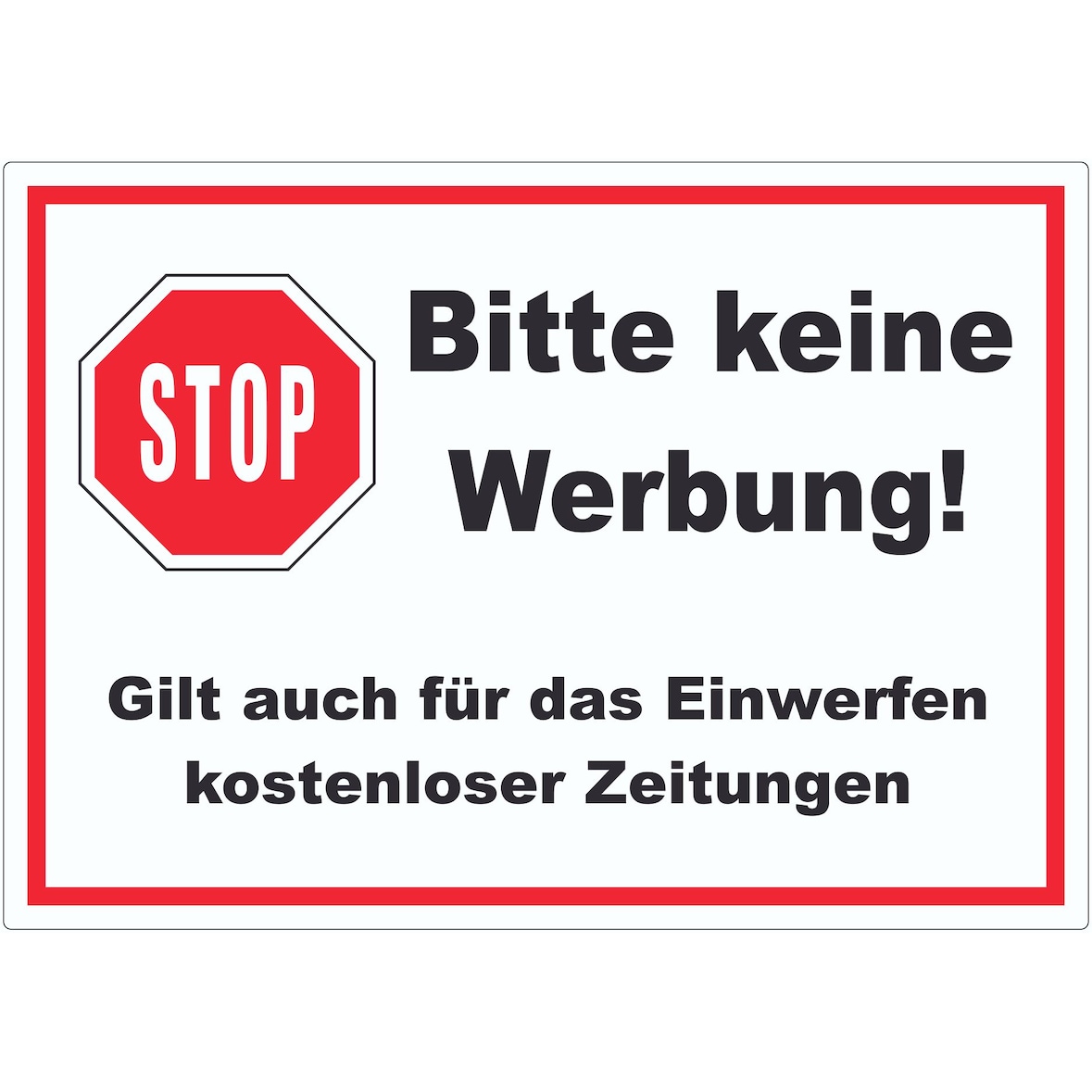 Stop Bitte keine Werbung Aufkleber A9 (37x52mm)