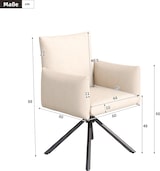 thumbnail of Esszimmerstuhl Set 6 Samt Beige 360 Grad drehbar mit Armlehnen Metallbeine ergonomische Rückenlehne hoher Sitzkomfort stabil und formstabil 88x60x60cm