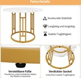 thumbnail of Esstisch Set 80x80x76 Rund Modern MDF Marmorplatte Metallgestell 4 Samt Stühle Komfort Essgruppe Gold Grau Stilvoll