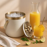 thumbnail of Relaxdays Eiswürfelbehälter, Edelstahl, doppelwandig, Eiseimer mit Deckel & Henkel, 1,5 Liter, Eiswürfelkübel, weiß/gold