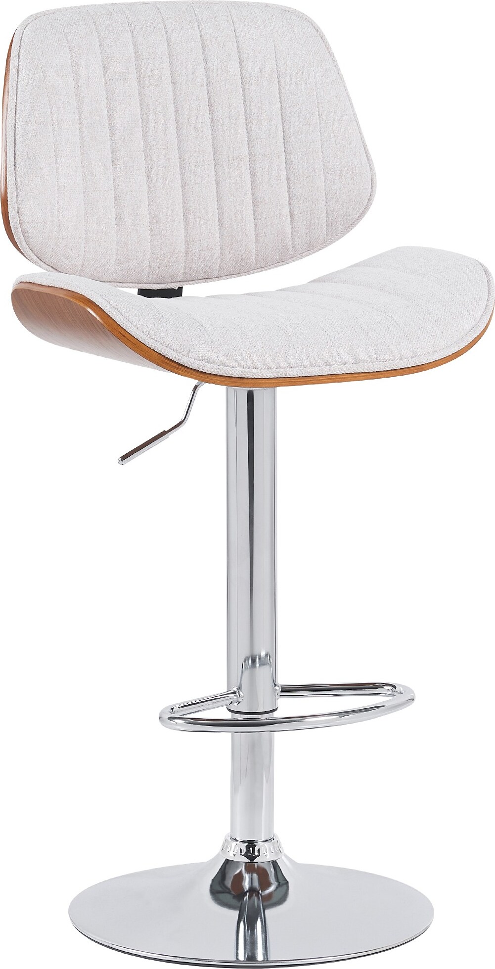 Barhocker LOSAN - Stoff Walnuss/creme 50x50x94 cm Beige Dunkelbraun Silber | Barstuhl Höhenverstellbar Mit Lehne Drehbar Tresenhocker Tresenstuhl