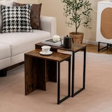 thumbnail of Mesa de café COSTWAY, conjunto de 2, mesa lateral feita de madeira artificial, mesa da sala de estar com moldura de metal robusta