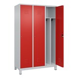 thumbnail of C+P Spind Classic PLUS, Füßen, 3 Abteile, HxBxT 195x120x50cm, Zylinderschloss, Hellgrau/Rot von PROREGAL