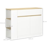 thumbnail of HOMCOM Aparador de Cozinha Aparador Branco com 2 Portas e 3 Prateleiras Abertas para Sala de Estar e Jantar 110x29,5x82 cm
