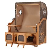 thumbnail of Strandkorb - bene living - Ammersee Teak Bullauge - PE grau - Modell 500 - Zweisitzer inkl. Liftersystem