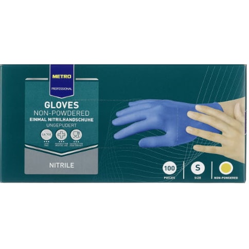 METRO Professional Handschoenen, nitril, poedervrij, maat S, blauw, 100 stuks