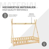 thumbnail of ML-Design Kinderbett Tipi 70 × 140 cm Natur – Kiefernholz, mit Rausfallschutz & Lattenrost, Hausbett mit Zaun/Bodenbett