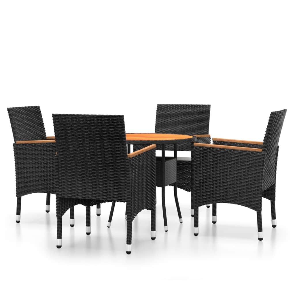 Helloshop26 - Juego de comedor de jardín de 5 piezas de mimbre de resina negra 02_0014595