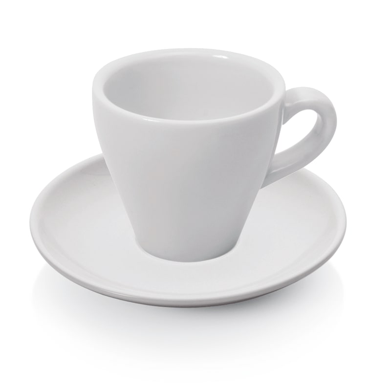 24x Espresso Tasse Obertasse + Untertasse Italia 90 ml weiß, Porzellan