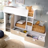 thumbnail of Dmora Letto per bambini Breithorn, Cameretta completa con armadio e cassetti, 275x108h150 cm, Bianco e Rovere