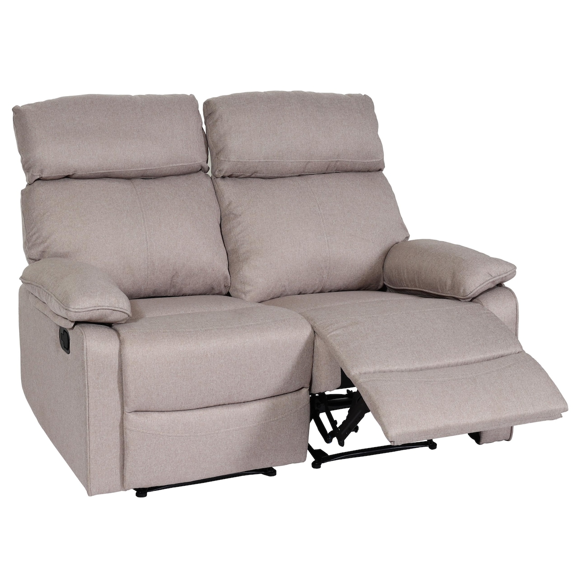 Poltrona cinema 2 posti HWC-L93, poltrona reclinabile divano poltrona TV, bracciolo reclinabile nosag sospensione tessuto/tessuto ~ grigio-marrone