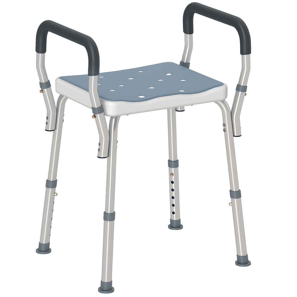 HOMCOM Sgabello per Doccia ad Altezza Regolabile con Braccioli