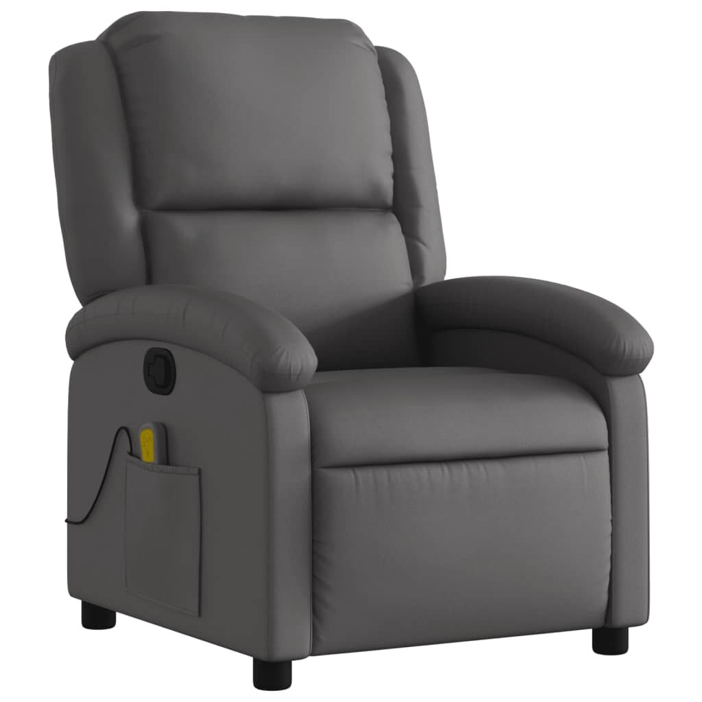 vidaXL Massagesessel Relaxsessel Echtleder Grau