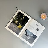 thumbnail of Restootab - Mesa Roma, perna branca, 70x70cm, cinzento médio, bordos em madeira