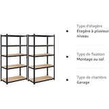 thumbnail of Helloshop26 - Estantería metálica resistente 200 x 100 x 50 cm 5 baldas capacidad de carga total 875 kg (175 kg/balda) baldas 12_0005591