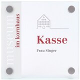 thumbnail of GALERIE Türschild | 150x150 mm | 2 Scheiben ESG Glas | 4x Edelstahl Halter | Türschild Büro | Büroschild