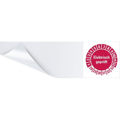 Dreifke® Kabelprüfplakette Elektr. geprüft 28-33, rot, Folie, selbstklebend, 57x25mm, 6 Stk.