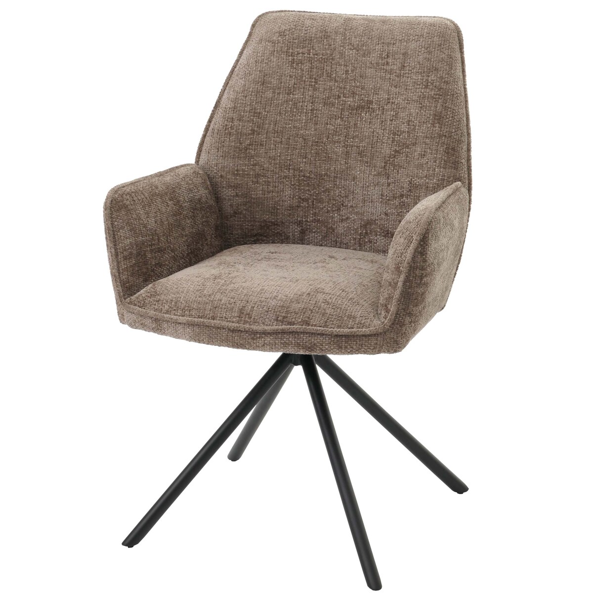 Mendler Esszimmerstuhl HWC-G67, Küchenstuhl Stuhl mit Armlehne, drehbar Auto-Position, Chenille Öko-Tex MVG ~ braun